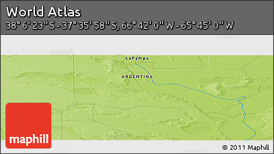 Physical Panoramic Map of the Area around 37° 51' 10" S, 66° 13' 29" W
