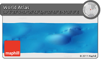 Physical Panoramic Map of the Area around 37° 51' 10" S, 6° 1' 30" E