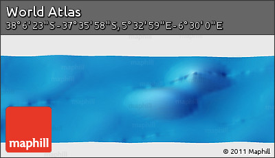 Physical Panoramic Map of the Area around 37° 51' 10" S, 6° 1' 30" E