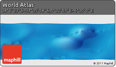 Physical Panoramic Map of the Area around 37° 51' 10" S, 6° 1' 30" E