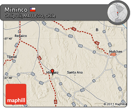 Shaded Relief Map of Mininco