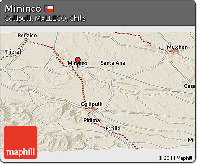 Shaded Relief Panoramic Map of Mininco