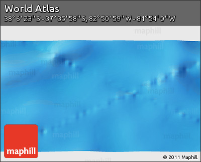Physical 3D Map of the Area around 37° 51' 10" S, 82° 22' 30" W