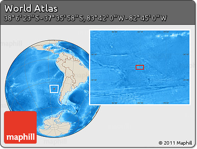 Shaded Relief Location Map of the Area around 37° 51' 10" S, 83° 13' 29" W