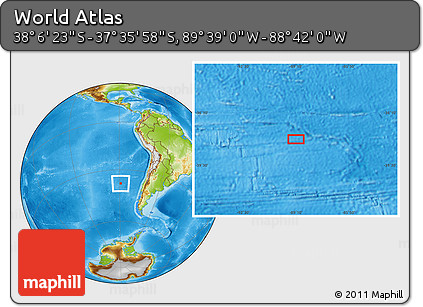 Physical Location Map of the Area around 37° 51' 10" S, 89° 10' 30" W