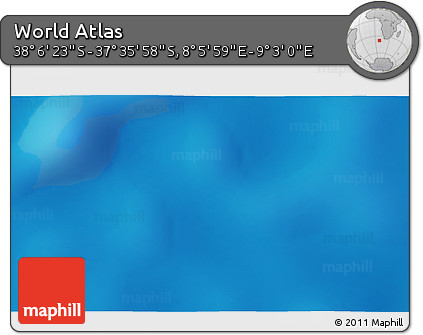 Physical 3D Map of the Area around 37° 51' 10" S, 8° 34' 29" E