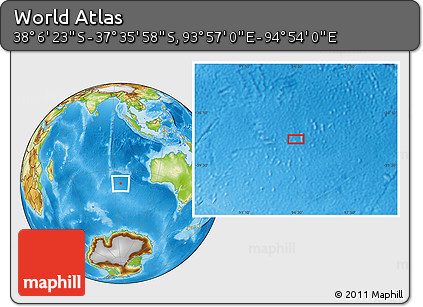 Physical Location Map of the Area around 37° 51' 10" S, 94° 25' 30" E