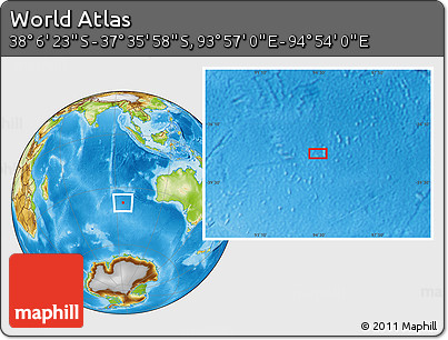 Physical Location Map of the Area around 37° 51' 10" S, 94° 25' 30" E