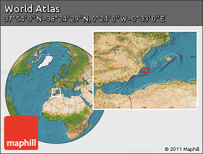 Satellite Location Map of the Area around 38° 9' 19" N, 0° 4' 30" E