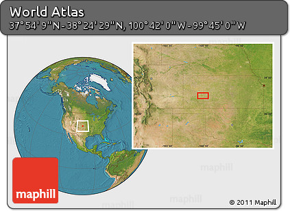 Satellite Location Map of the Area around 38° 9' 19" N, 100° 13' 29" W