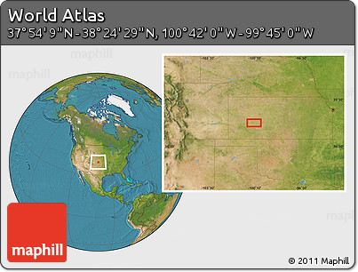 Satellite Location Map of the Area around 38° 9' 19" N, 100° 13' 29" W