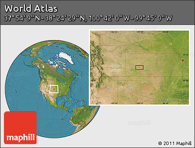 Satellite Location Map of the Area around 38° 9' 19" N, 100° 13' 29" W