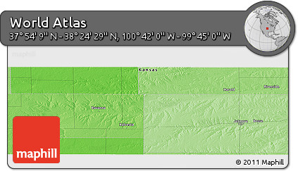 Political Panoramic Map of the Area around 38° 9' 19" N, 100° 13' 29" W