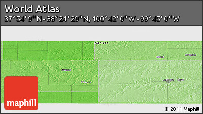 Political Panoramic Map of the Area around 38° 9' 19" N, 100° 13' 29" W