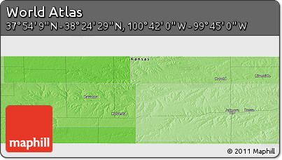 Political Panoramic Map of the Area around 38° 9' 19" N, 100° 13' 29" W