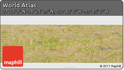 Satellite Panoramic Map of the Area around 38° 9' 19" N, 100° 13' 29" W