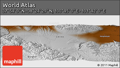 Physical Panoramic Map of the Area around 38° 9' 19" N, 101° 13' 29" E