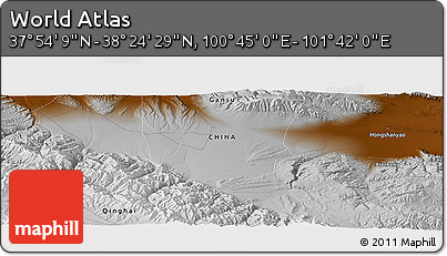 Physical Panoramic Map of the Area around 38° 9' 19" N, 101° 13' 29" E