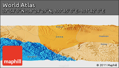 Political Panoramic Map of the Area around 38° 9' 19" N, 101° 13' 29" E
