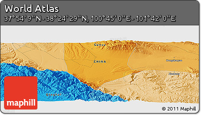 Political Panoramic Map of the Area around 38° 9' 19" N, 101° 13' 29" E