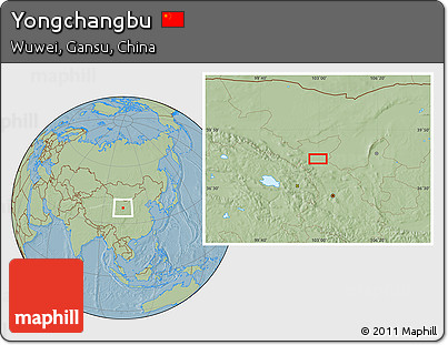 Savanna Style Location Map of Yongchangbu, hill shading