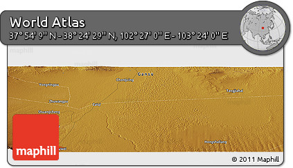 Physical Panoramic Map of the Area around 38° 9' 19" N, 102° 55' 30" E