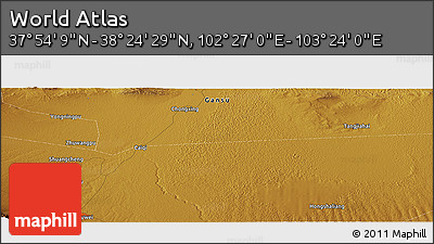 Physical Panoramic Map of the Area around 38° 9' 19" N, 102° 55' 30" E