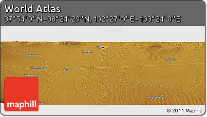 Physical Panoramic Map of the Area around 38° 9' 19" N, 102° 55' 30" E