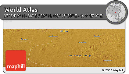 Physical Panoramic Map of the Area around 38° 9' 19" N, 103° 46' 30" E
