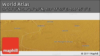 Physical Panoramic Map of the Area around 38° 9' 19" N, 103° 46' 30" E