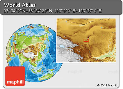 Physical Location Map of the Area around 38° 9' 19" N, 105° 28' 29" E