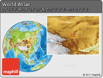 Physical Location Map of the Area around 38° 9' 19" N, 105° 28' 29" E