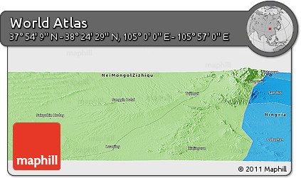 Political Panoramic Map of the Area around 38° 9' 19" N, 105° 28' 29" E