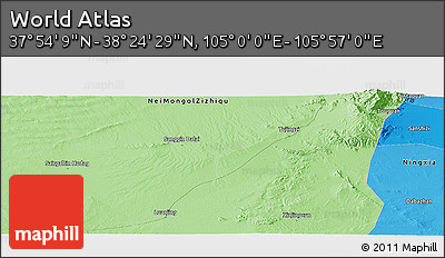 Political Panoramic Map of the Area around 38° 9' 19" N, 105° 28' 29" E