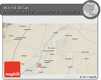 Shaded Relief 3D Map of the Area around 38° 9' 19" N, 106° 19' 29" E