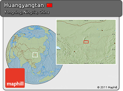 Savanna Style Location Map of Huangyangtan, hill shading