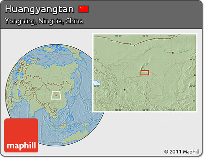 Savanna Style Location Map of Huangyangtan, hill shading