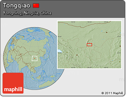 Savanna Style Location Map of Tongqiao, hill shading