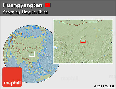 Savanna Style Location Map of Huangyangtan, hill shading