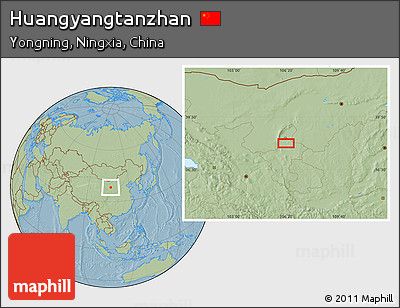 Savanna Style Location Map of Huangyangtanzhan, hill shading