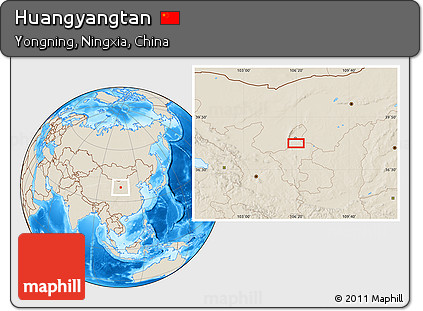 Shaded Relief Location Map of Huangyangtan