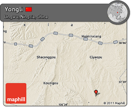 Shaded Relief Map of Yongli