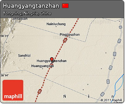 Shaded Relief Map of Huangyangtanzhan