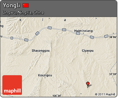 Shaded Relief Map of Yongli