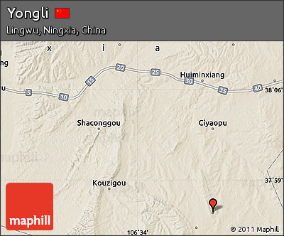 Shaded Relief Map of Yongli