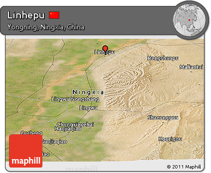 Satellite Panoramic Map of Linhepu