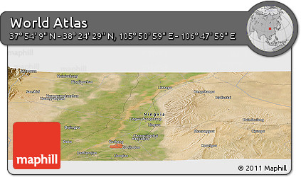 Satellite Panoramic Map of the Area around 38° 9' 19" N, 106° 19' 29" E