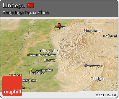 Satellite Panoramic Map of Linhepu