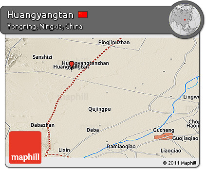 Shaded Relief Panoramic Map of Huangyangtan