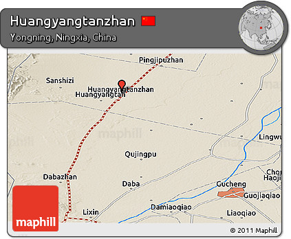 Shaded Relief Panoramic Map of Huangyangtanzhan